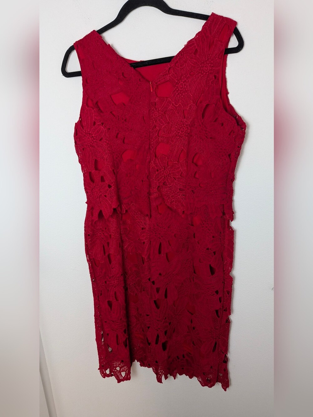 NWT Sociology Women’s Red Floral Cutout Lace Popover Sheath Mini Dress Size XL - Picture 7 of 13